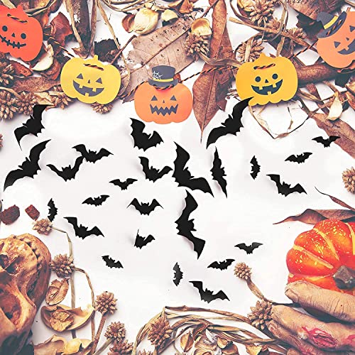 128PCS/4SIZE 3D Bats Sticker, Halloween Party Supplies Reusable Decorative Scary Wall Decal for Home Decor DIY Wall Decal.