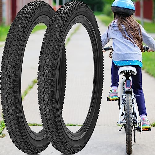 2 Pack 20"x2.125" Bike Tires with 2 Levers Replacement Bicycle Tires for Trail Road City Park Pavement Surface (20x2.125-2 Tires 2 Levers)