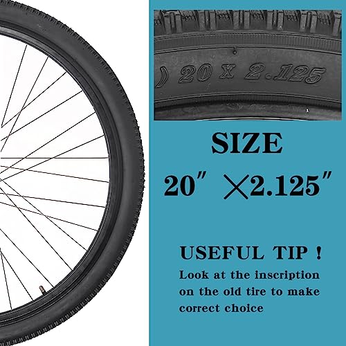 2 Pack 20"x2.125" Bike Tires with 2 Levers Replacement Bicycle Tires for Trail Road City Park Pavement Surface (20x2.125-2 Tires 2 Levers)