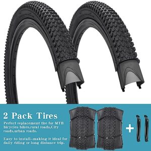 2 Pack 20"x2.125" Bike Tires with 2 Levers Replacement Bicycle Tires for Trail Road City Park Pavement Surface (20x2.125-2 Tires 2 Levers)