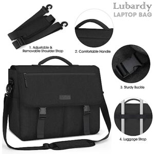 Laptop Bag 15.6 Inch Laptop Messenger Bag Waterproof Laptop Briefcase for Men Women Large Lightweight Shoulder Bag Computer Bag for Work Business Travel College, Black