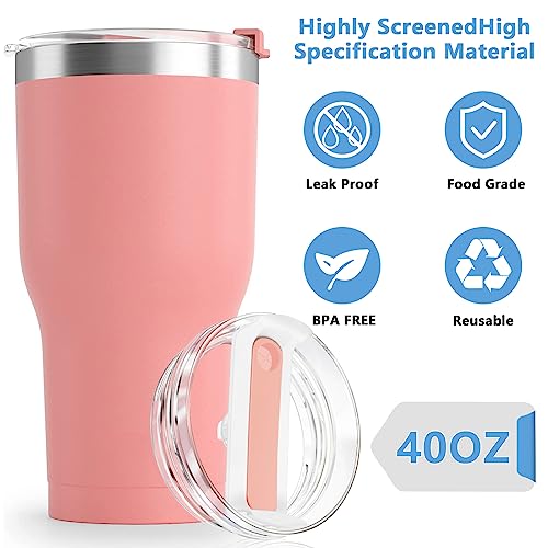 2 Pcs White Skinny Tumbler Lid Replacement, 40 OZ Tumbler Lid Compatible for Stanley, Spill Proof Splash Resistant Tumbler Covers Fit for Stanley Tumbler and More Coffee Mugs