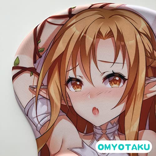 Yuuki Asuna Anime 3D Chest Mouse pad, Oppai Mousepads with Silicon Gel Wrist Rest Support, Mouse Playmat for PC Laptop (White)