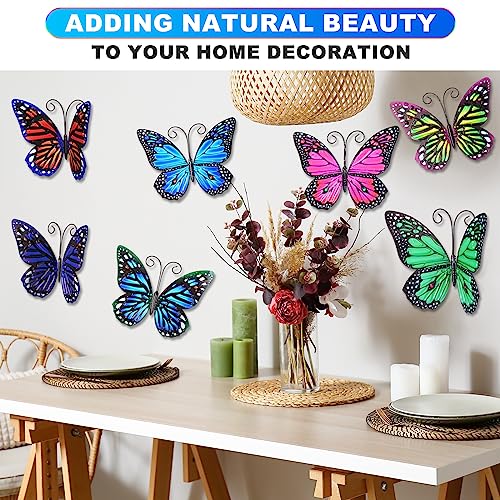 8 Pieces Metal Butterfly Wall Art Decor, 3D Butterfly Hanging Wall Decor Sculpture for Balcony Patio Living Room Garden Outdoor Fence Decoration (Lovely Style)