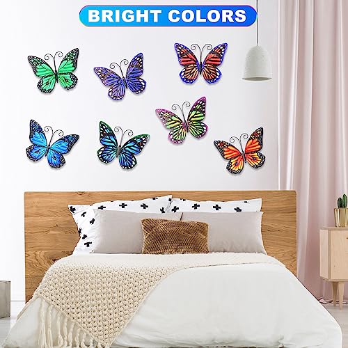 8 Pieces Metal Butterfly Wall Art Decor, 3D Butterfly Hanging Wall Decor Sculpture for Balcony Patio Living Room Garden Outdoor Fence Decoration (Lovely Style)