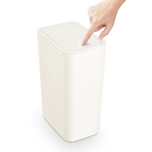 trashaid bathroom trash can with lid,2.6 gallon / 10 liter small garbage can with press top lid,plastic wastebasket with pop-up lid for toilet,office,bedroom,living room,white (amzusijs01wht040012)