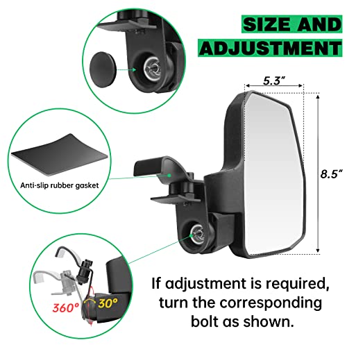 SHEJISI UTV Ranger Side Mirrors, Innovative automatic folding and resetting function, improving safety and driving experience, for Polaris Ranger General, Can Am Defender 2021+Commander Maverick Trail