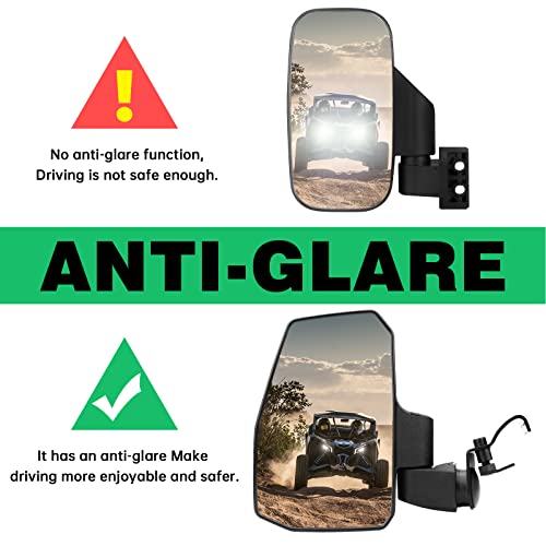 SHEJISI UTV Ranger Side Mirrors, Innovative automatic folding and resetting function, improving safety and driving experience, for Polaris Ranger General, Can Am Defender 2021+Commander Maverick Trail