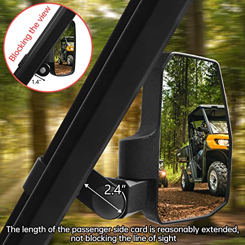 SHEJISI UTV Ranger Side Mirrors, Innovative automatic folding and resetting function, improving safety and driving experience, for Polaris Ranger General, Can Am Defender 2021+Commander Maverick Trail