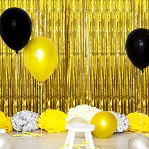 Liatinbo 3.3x8.2 Feet Gold Backdrop Curtain for Party Decor,Tinsel Streamer Backdrop Curtains,Foil Fringe Backdrop for Birthday,Graduation Decorations,Parties, Photo Booth Backdrops (3 Pcs, Gold)