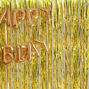 Liatinbo 3.3x8.2 Feet Gold Backdrop Curtain for Party Decor,Tinsel Streamer Backdrop Curtains,Foil Fringe Backdrop for Birthday,Graduation Decorations,Parties, Photo Booth Backdrops (3 Pcs, Gold)