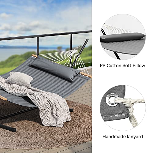 YITAHOME Hammock with Stand Included Hammock Heavy Duty Hammocks with 12FT Steel Stand Waterproof Poratble Freestanding Hammock with Pillow 450lbs for Outdoors,Backyard, Patio-Gray