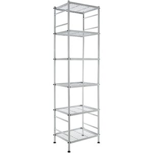6-wire shelving metal storage rack shelves, standing storage shelf units for laundry bathroom kitchen pantry closet(silver,16.9l x 12.8w x 62h)