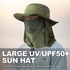 Zylioo XXL Oversized UV Sun Hats with Flaps,Big Size Boonie Hat with Drape Beach Hats with Neck Protection Sun Hat with Neck Flap