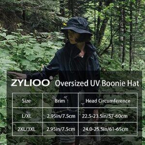 Zylioo XXL Oversized UV Sun Hats with Flaps,Big Size Boonie Hat with Drape Beach Hats with Neck Protection Sun Hat with Neck Flap