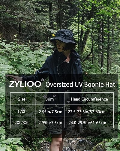 Zylioo XXL Oversized UV Sun Hats with Flaps,Big Size Boonie Hat with Drape Beach Hats with Neck Protection Sun Hat with Neck Flap