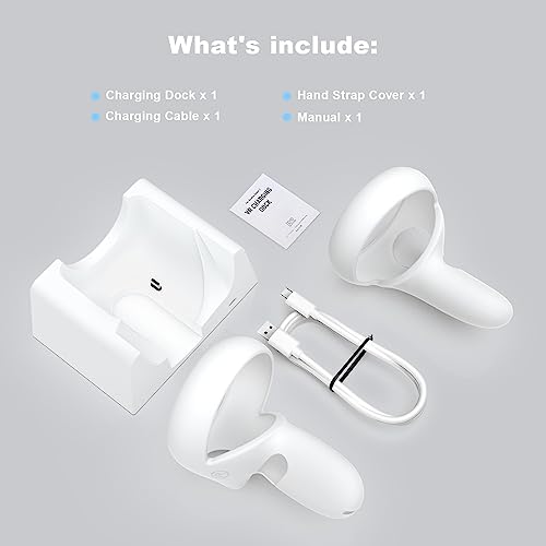 MEIYIN Charging Dock for Oculus Quest 2, Headset Charging Stand with USB-C Charger and Cable, White