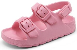 inminpin toddler boys girls buckle sandals comfort open toe sandal with adjustable back strap, pink, 5 toddler