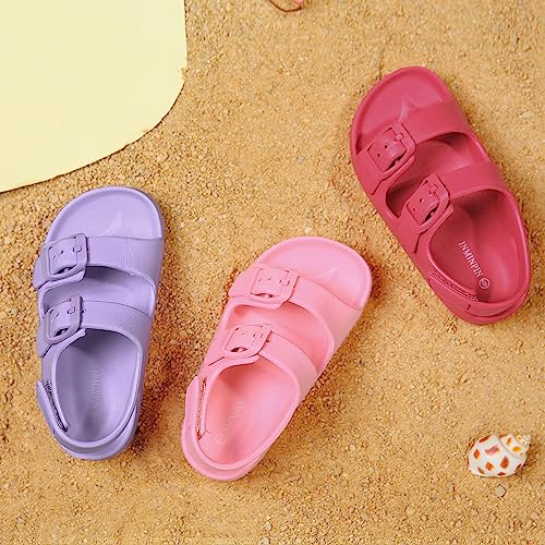 INMINPIN Toddler Boys Girls Buckle Sandals Comfort Open Toe Sandal with Adjustable Back Strap, Pink, 5 Toddler