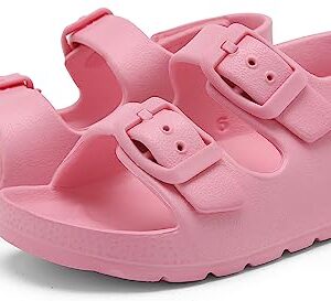 INMINPIN Toddler Boys Girls Buckle Sandals Comfort Open Toe Sandal with Adjustable Back Strap, Pink, 5 Toddler