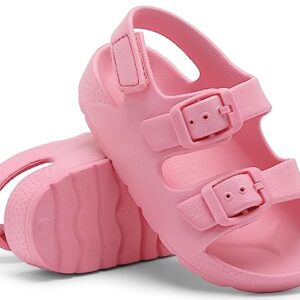 INMINPIN Toddler Boys Girls Buckle Sandals Comfort Open Toe Sandal with Adjustable Back Strap, Pink, 5 Toddler