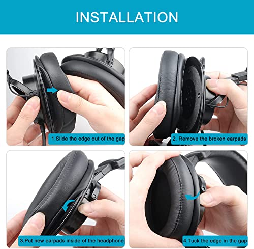 Replacement Ear Pads for Sony MDR 7506, GVOEARS Earpads Cushions Noise Isolation Headphone Pads for Sony MDR V6 / MDR V7 / MDR-CD900ST with Soft Protein Leather, Durable Memory Foam (Black)