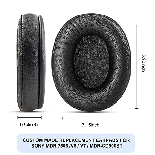 Replacement Ear Pads for Sony MDR 7506, GVOEARS Earpads Cushions Noise Isolation Headphone Pads for Sony MDR V6 / MDR V7 / MDR-CD900ST with Soft Protein Leather, Durable Memory Foam (Black)