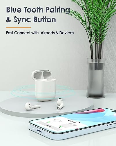 Airpod Charging Case for Airpods 1st and 2nd Generation, Airpods Charger Case, 450mAh Generation Charging Case Replacement with Bluetooth Pairing Sync Button (white2)