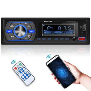 roinvou car radio bluetooth single din car stereo audio, mp3 player car stereo 1 din with bluetooth handsfree/fm/dual usb/tf/aux/fast charging, built-in microphone, multi color lcd, not a cd player