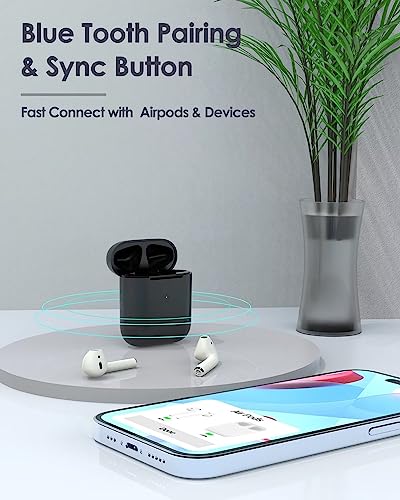 Airpod Charging Case Compatible for Airpods 1&2 Gen,QI Wireless Airpods Charger Case,450mAh Airpod 1st & 2nd Generation Charging Case Replacemen with Bluetooth Pairing Sync Button,No Air Pods Buds