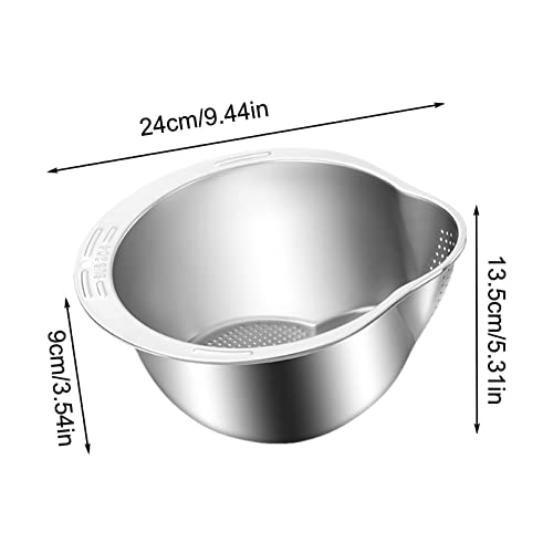 Stainless Steel Rice Washing Bowl Rice Washing Drain Basket Japanese Rice Washing Bowl With Side Drainer For Washing Fruits Vegetables