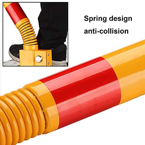 Car Parking Space Lock Bollard Lockable Folding Security Post with Flexible Spring Collision Avoidance Bollard Parking Post with Keys(Yellow red)