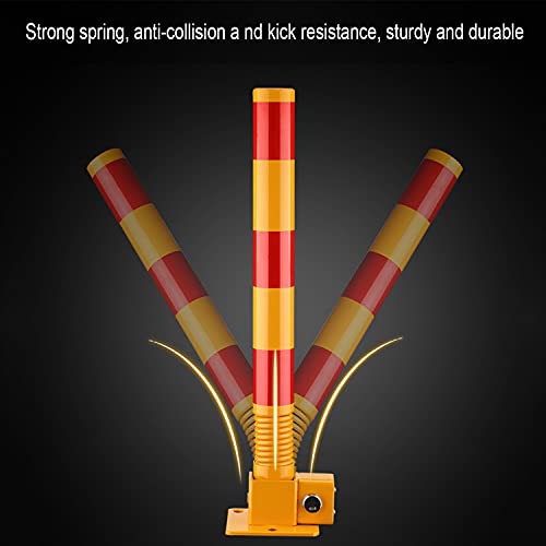 Car Parking Space Lock Bollard Lockable Folding Security Post with Flexible Spring Collision Avoidance Bollard Parking Post with Keys(Yellow red)