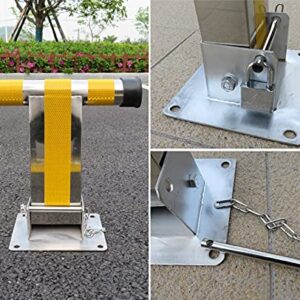 Tools Parking Barrier Lock T Shape Stainless Steel Parking Barrier Folding Parking Space Lock Heavy Duty Security Post with Padlock & Bolt(370x370mm|Yellow)