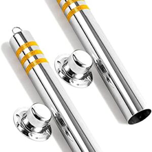 Parking Space Lock 2 Pack,Security Posts for Driveways with Padlock Stainless Steel Reflective Parking Barriers for Car Park Alley Entrance(600x76mm|Silver White)