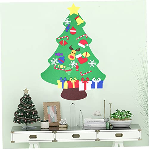 TOYANDONA 1 Set Felt Christmas Tree Nativity Ornaments Homemade Ornaments Hand Decor Christmas Wall Sign Felt Wall Christmas Tree DIY Christmas Ornaments Felt Cloth Green DIY Christmas Tree