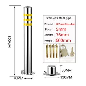 2pcs Private Car Parking Stainless Steel Security Posts,Private Car Parking Space Lock,Easy to Install to Protect Your Parking Space(650×76mm/25.5×3in)