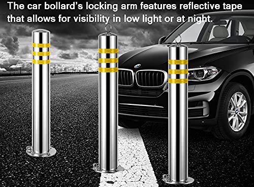 2pcs Private Car Parking Stainless Steel Security Posts,Private Car Parking Space Lock,Easy to Install to Protect Your Parking Space(650×76mm/25.5×3in)