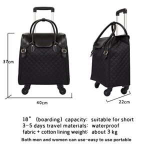 VH&GREDBusiness travel luggage18inch boarding case cloth box trolley bag small trolley case universal wheel portable suitcase female Can be used for Weekend boarding/travel (Black- Luggage)