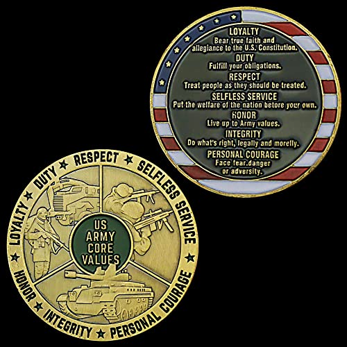 Military Coin US Army Core Values Souvenir Challenge Coin Honor Coin Collectibles Copper Plated Commemorative Coin