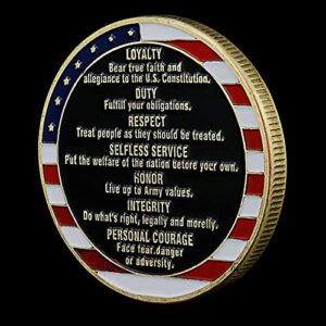Military Coin US Army Core Values Souvenir Challenge Coin Honor Coin Collectibles Copper Plated Commemorative Coin