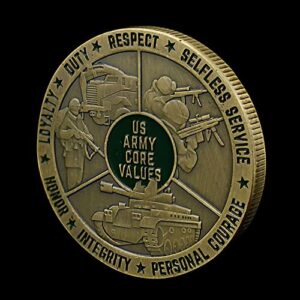Military Coin US Army Core Values Souvenir Challenge Coin Honor Coin Collectibles Copper Plated Commemorative Coin