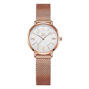 shengke minimalist watch (love me tender love me home) casual fashion wrist watch mesh numerals golden