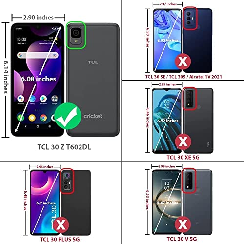 NZND Compatible with TCL 30Z (T602DL) Case, TCL 30 LE with Tempered Glass Screen Protector/Ring Holder/Wrist Strap, Glitter Liquid Floating Waterfall Durable Women Girls Kids Cute Case (Aqua/Purple)