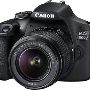 Canon EOS 2000D (Rebel T7) DSLR Camera w/Canon EF-S 18-55mm F/3.5-5.6 Zoom Lens+Canon EF 75-300mm III Lens+500mm f/8.0 Telephoto Lens+case+128Memory Cards (24PC)