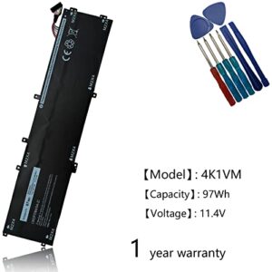 Anepoch 4K1VM Laptop Battery Replacement for Dell G7 17 7700 Series Notebook W62W6 0W62W6 9TM7D 09TM7D XYCW0 0XYCW0 V0GMT NCC3D 0NCC3D NYD3W 0NYD3W 11.4V 8070mAh 97Wh