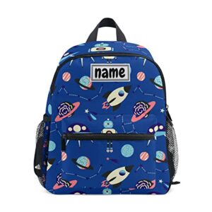 glaphy custom kid's name backpack outer space spaceship planets rocket toddler backpack personalized name preschool bookbag for boys girls