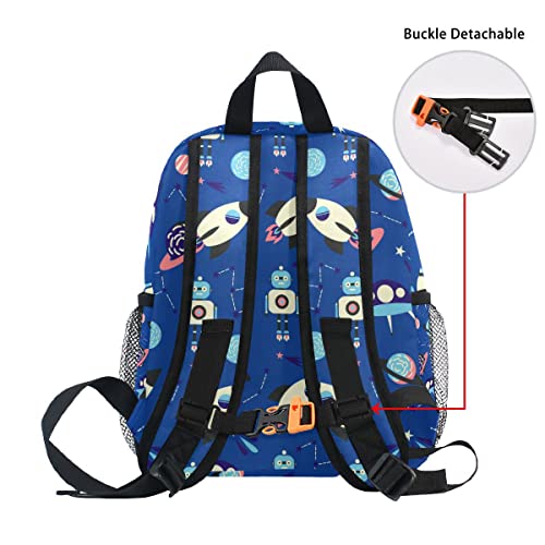 Glaphy Custom Kid's Name Backpack Outer Space Spaceship Planets Rocket Toddler Backpack Personalized Name Preschool Bookbag for Boys Girls