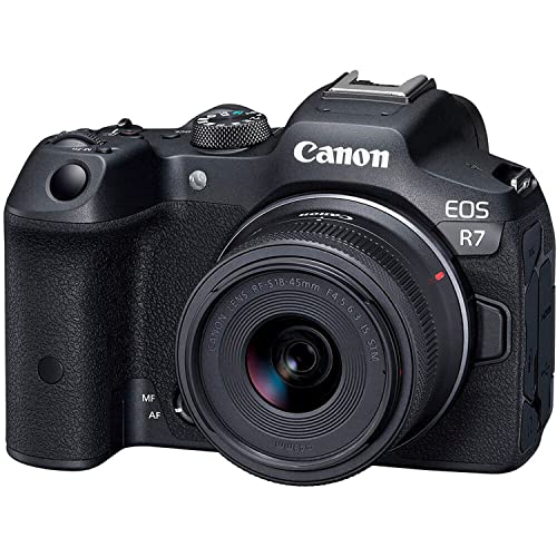 Canon EOS R7 Mirrorless Camera RF-S 18-45mm f/4.5-6.3 is STM + EF 75-300mm III + RF 50mm f/1.8 STM + 420-800mm HD Lenses + 2X 64GB Memory Cards, TTL Flash, Extra Battery, Tripod & More (Renewed)