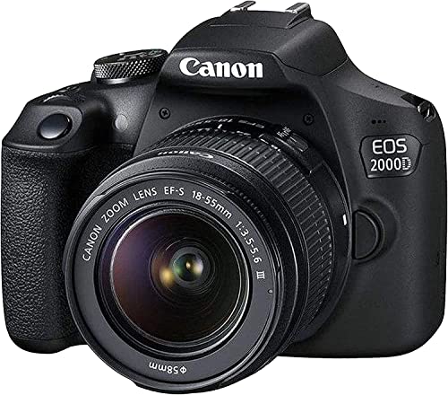 Canon EOS 2000D (Rebel T7) DSLR Camera w/Canon EF-S 18-55mm F/3.5-5.6 Zoom Lens+Canon EF 75-300mm III Lens+case+128Memory Cards (24PC)